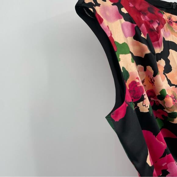 Talbots Sheath Dress Size 12 Floral Satin Watercolor Sleeveless - Picture 6 of 11